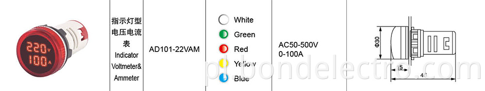 AD101-22 VAMS Voltmeter Ammeter-round-data 